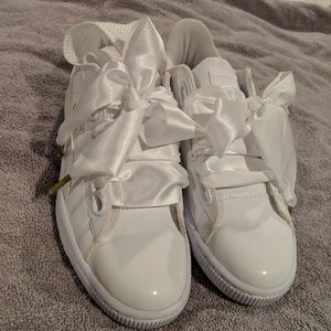 Puma patent leather sneaker in white